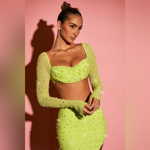 Oh Polly lime green beaded set - Picture 1 of 3